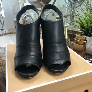 Michael Kors Black Leather Mules with Peep-Toe